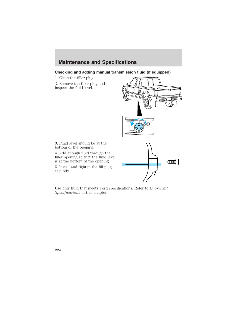 Maintenance and specifications | FORD 2003 Ranger User Manual | Page 224 / 256