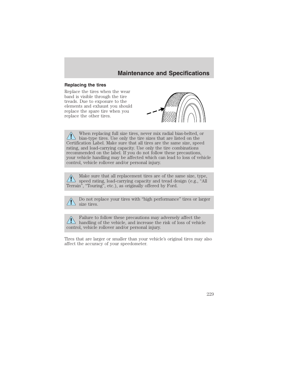 Maintenance and specifications | FORD 2003 Ranger User Manual | Page 229 / 256