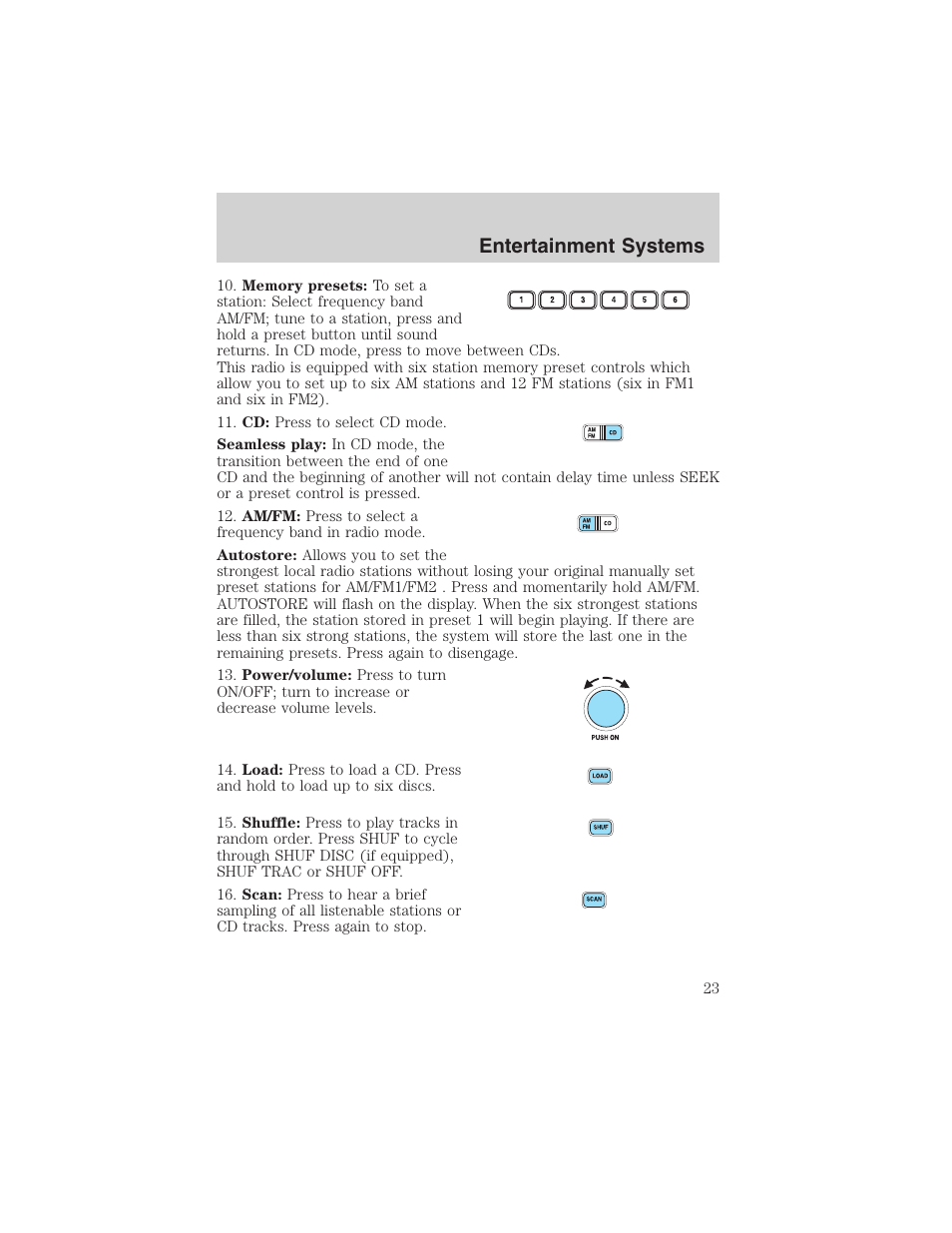 Entertainment systems | FORD 2003 Ranger User Manual | Page 23 / 256