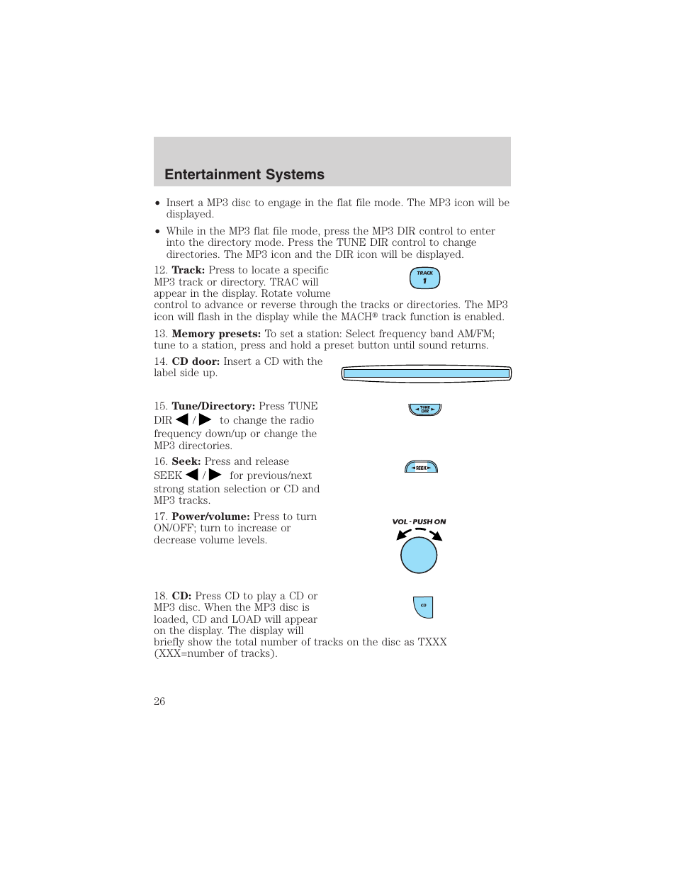 Entertainment systems | FORD 2003 Ranger User Manual | Page 26 / 256