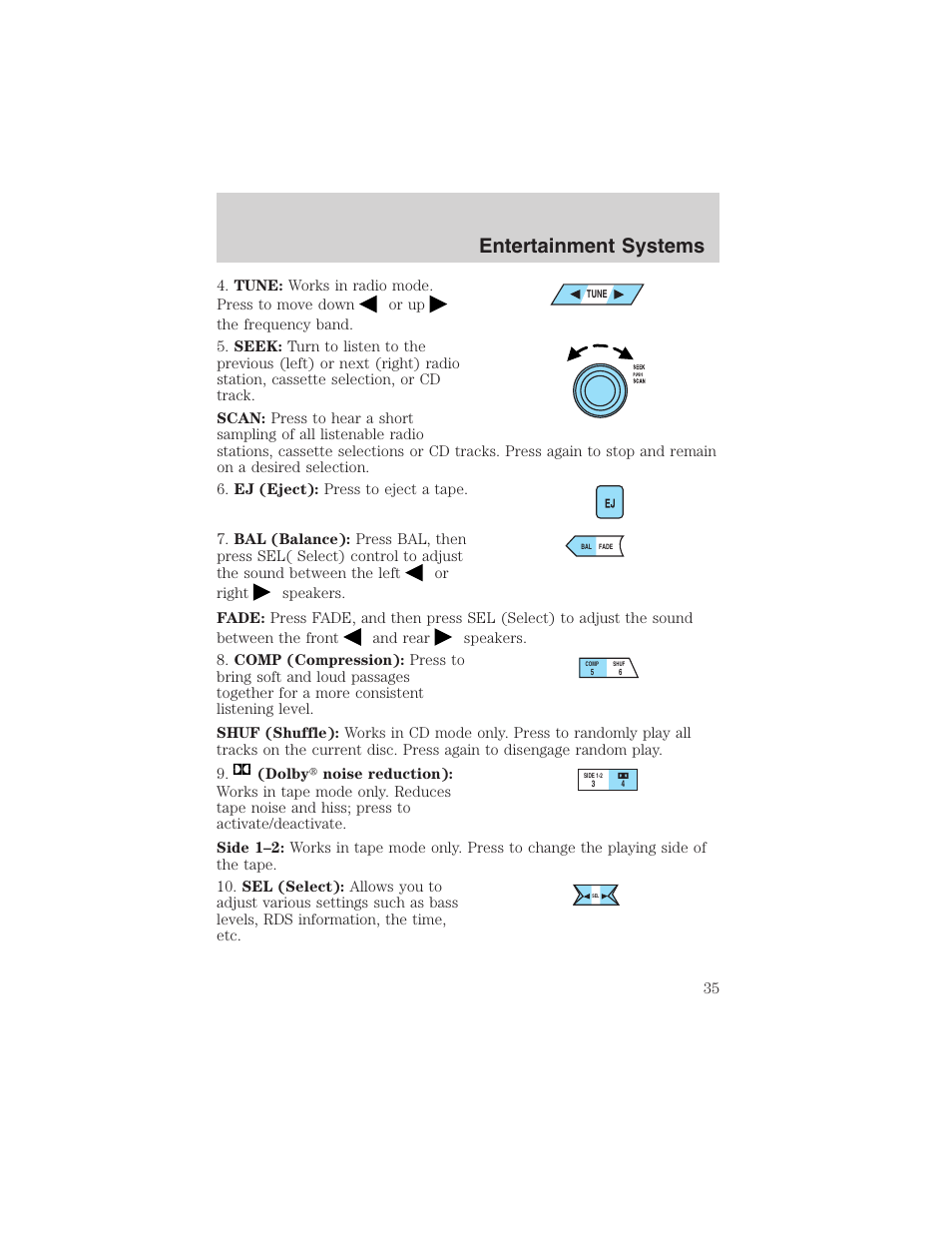 Entertainment systems | FORD 2003 Ranger User Manual | Page 35 / 256