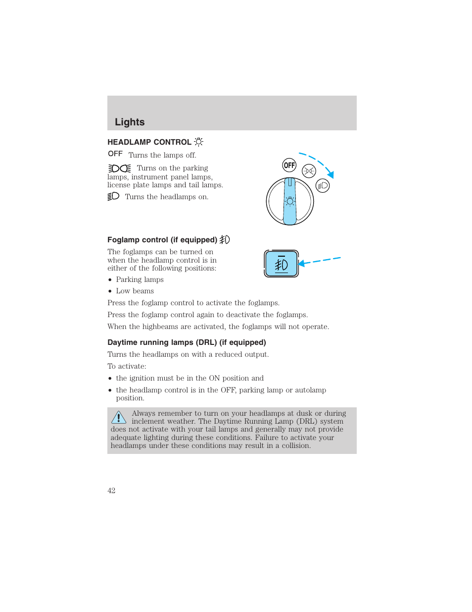 Lights | FORD 2003 Ranger User Manual | Page 42 / 256