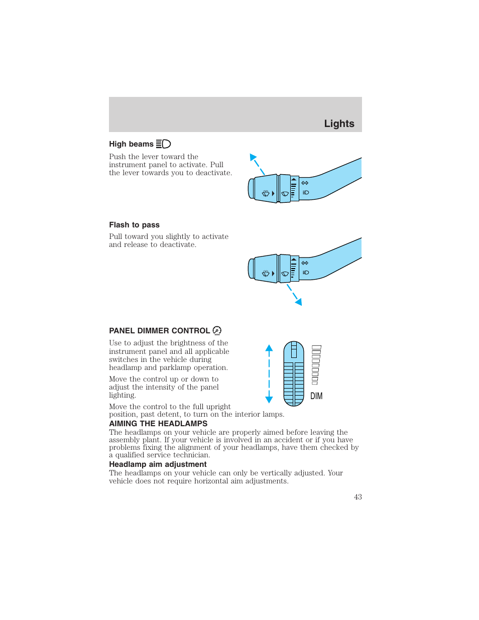 Lights | FORD 2003 Ranger User Manual | Page 43 / 256