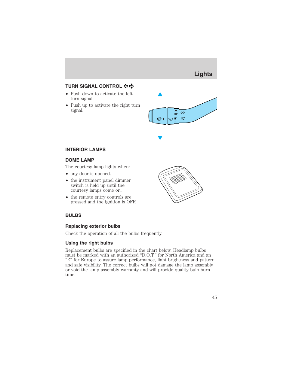 Lights | FORD 2003 Ranger User Manual | Page 45 / 256