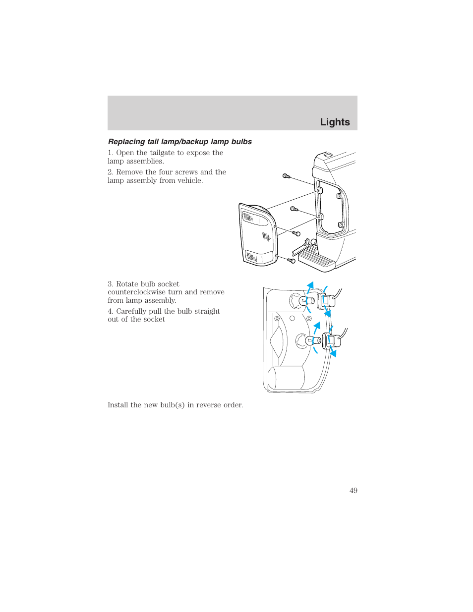 Lights | FORD 2003 Ranger User Manual | Page 49 / 256