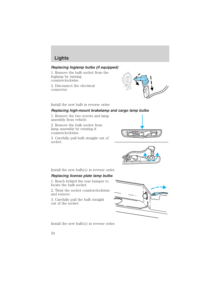 Lights | FORD 2003 Ranger User Manual | Page 50 / 256