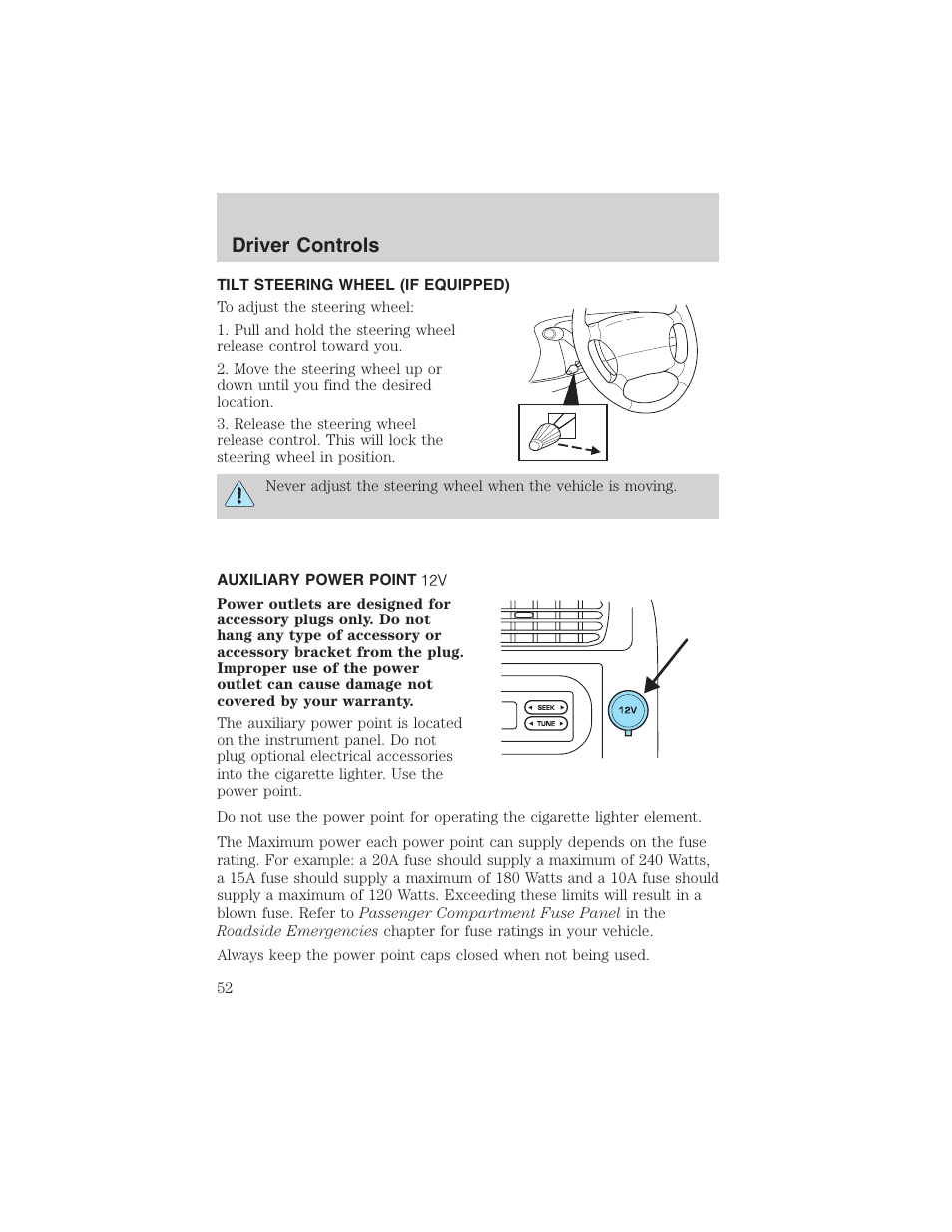 Driver controls | FORD 2003 Ranger User Manual | Page 52 / 256