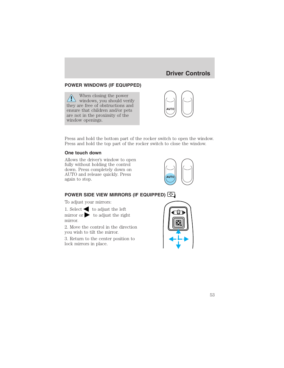Driver controls | FORD 2003 Ranger User Manual | Page 53 / 256