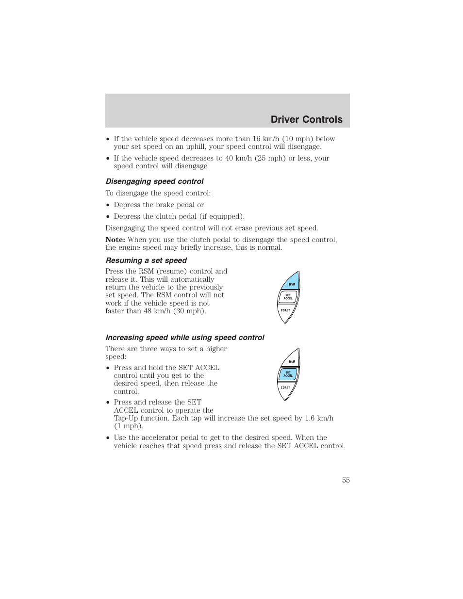 Driver controls | FORD 2003 Ranger User Manual | Page 55 / 256
