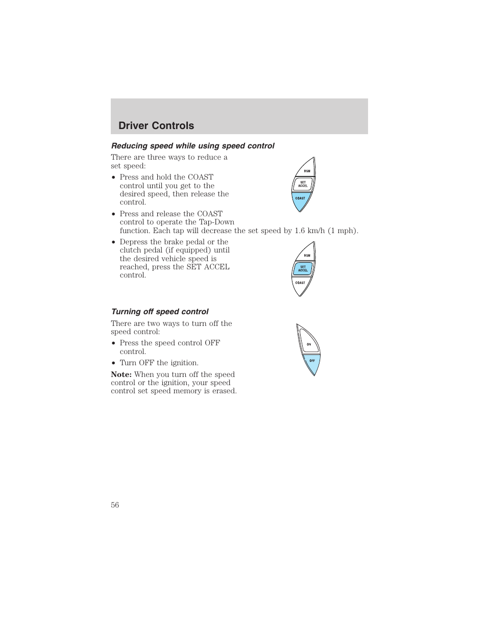 Driver controls | FORD 2003 Ranger User Manual | Page 56 / 256