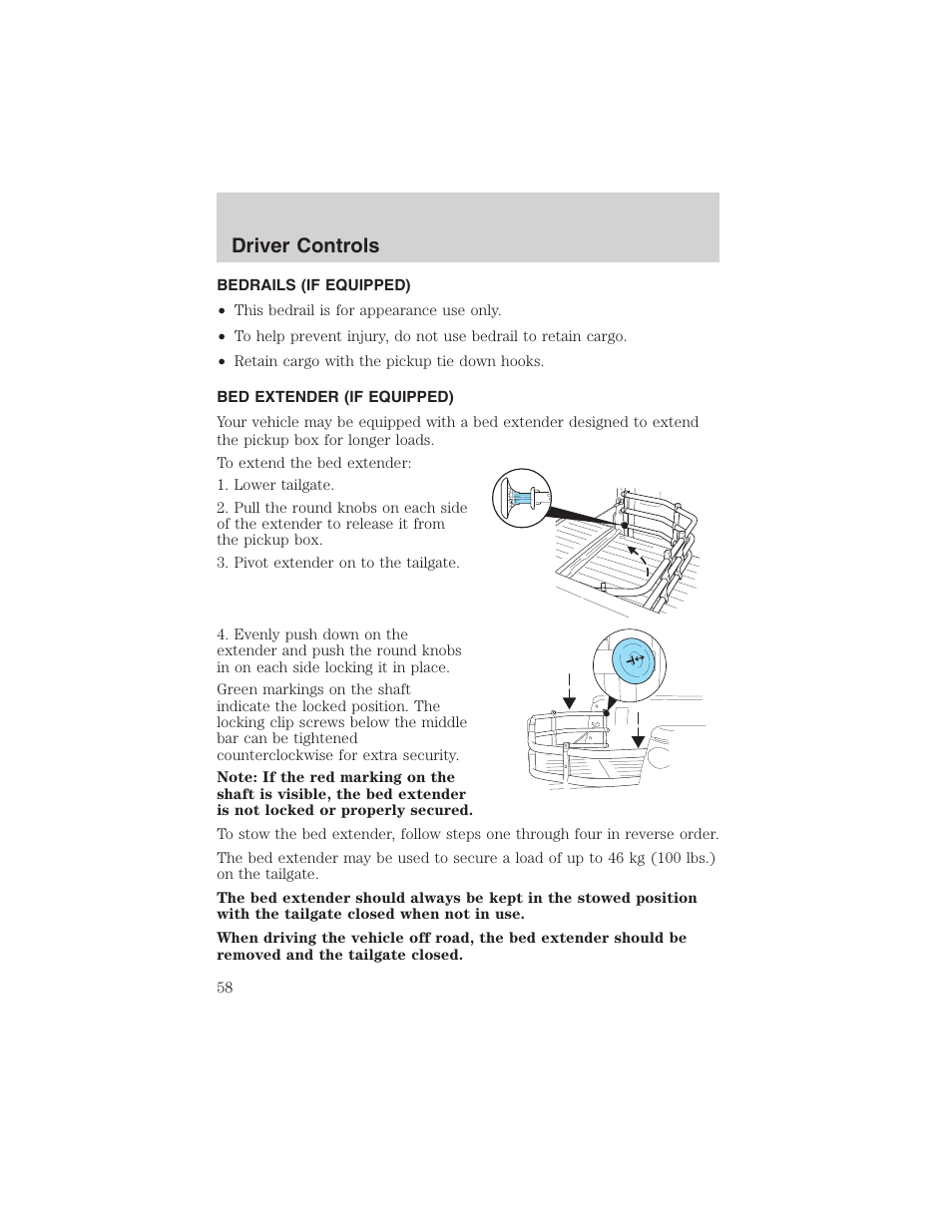 Driver controls | FORD 2003 Ranger User Manual | Page 58 / 256
