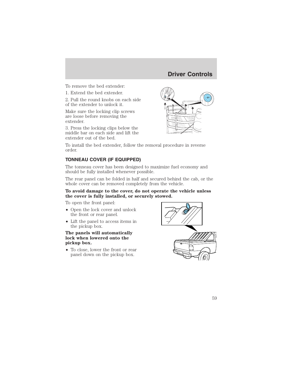 Driver controls | FORD 2003 Ranger User Manual | Page 59 / 256