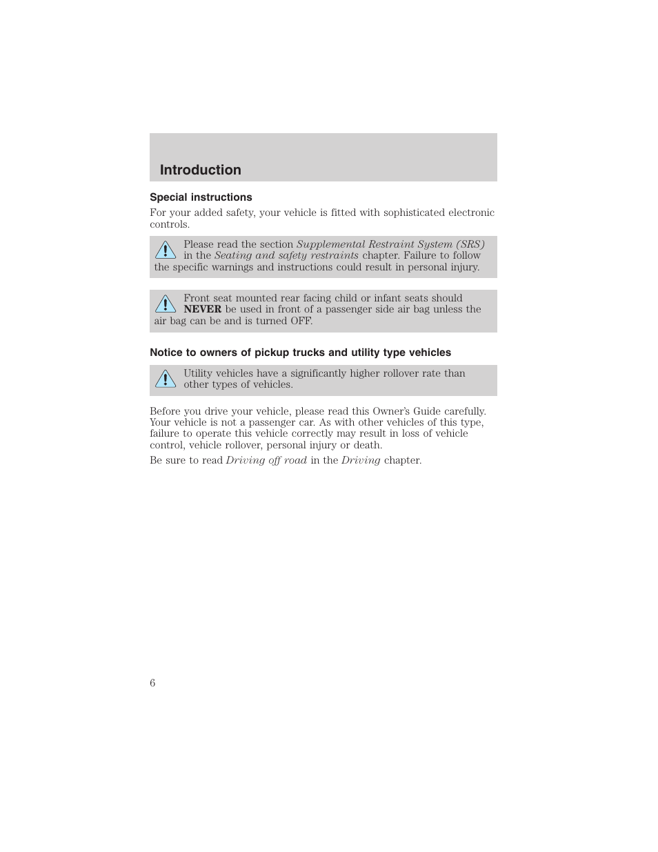 Introduction | FORD 2003 Ranger User Manual | Page 6 / 256