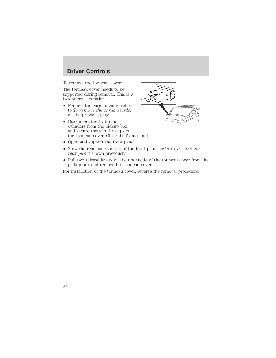 Driver controls | FORD 2003 Ranger User Manual | Page 62 / 256