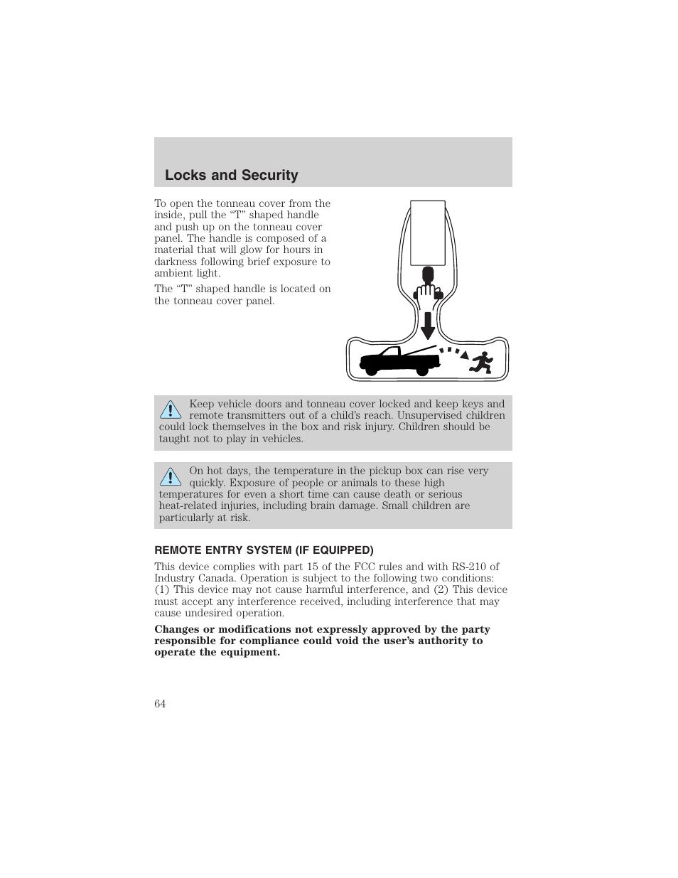 Locks and security | FORD 2003 Ranger User Manual | Page 64 / 256
