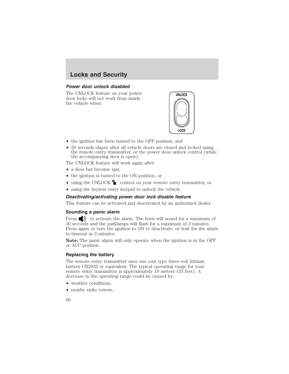 Locks and security | FORD 2003 Ranger User Manual | Page 66 / 256