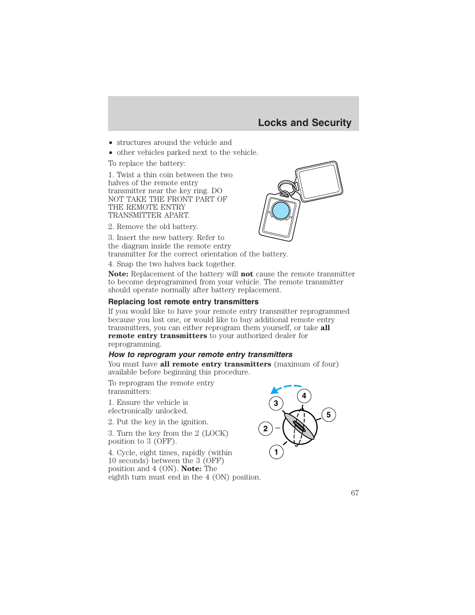 Locks and security | FORD 2003 Ranger User Manual | Page 67 / 256