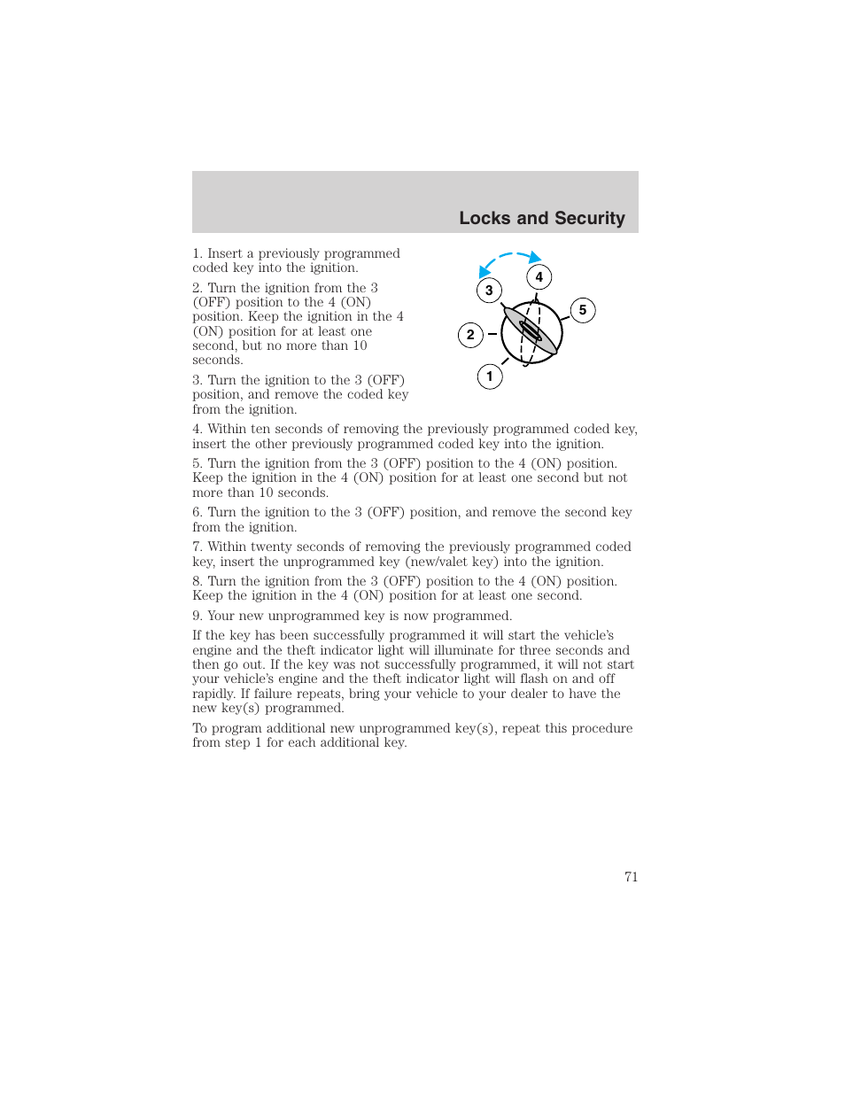 Locks and security | FORD 2003 Ranger User Manual | Page 71 / 256