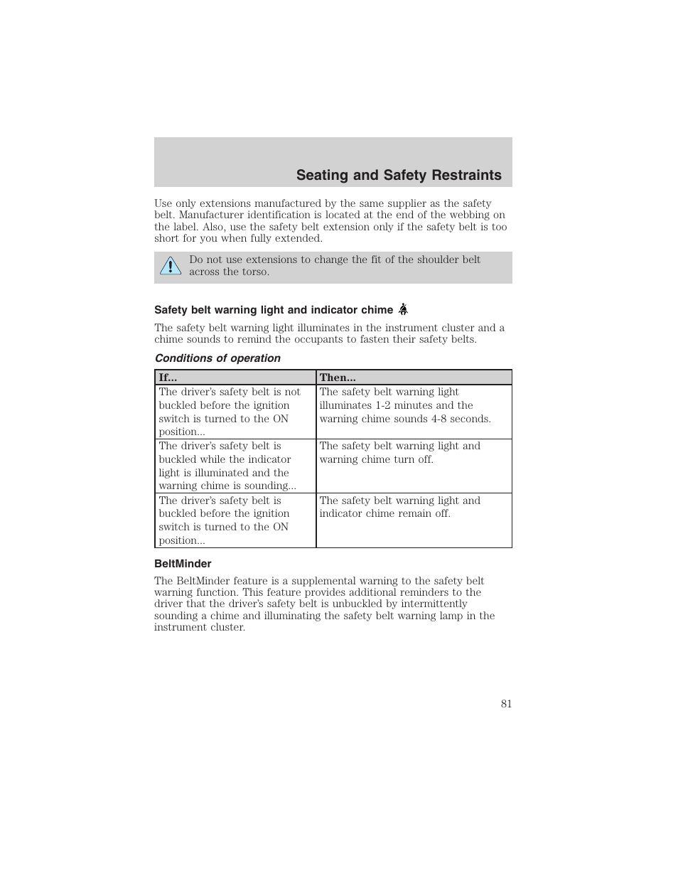 Seating and safety restraints | FORD 2003 Ranger User Manual | Page 81 / 256