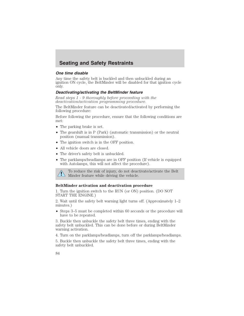 Seating and safety restraints | FORD 2003 Ranger User Manual | Page 84 / 256
