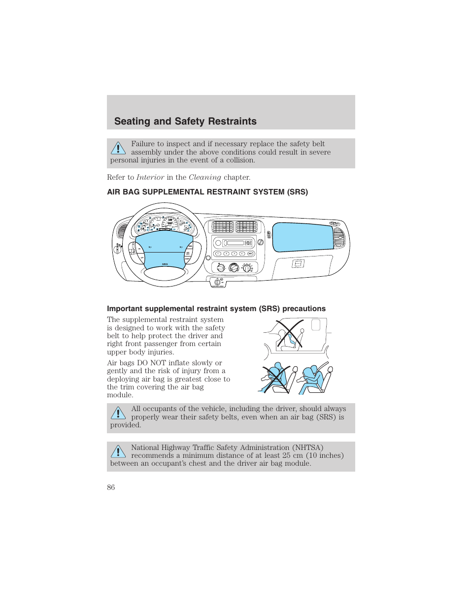 Seating and safety restraints | FORD 2003 Ranger User Manual | Page 86 / 256