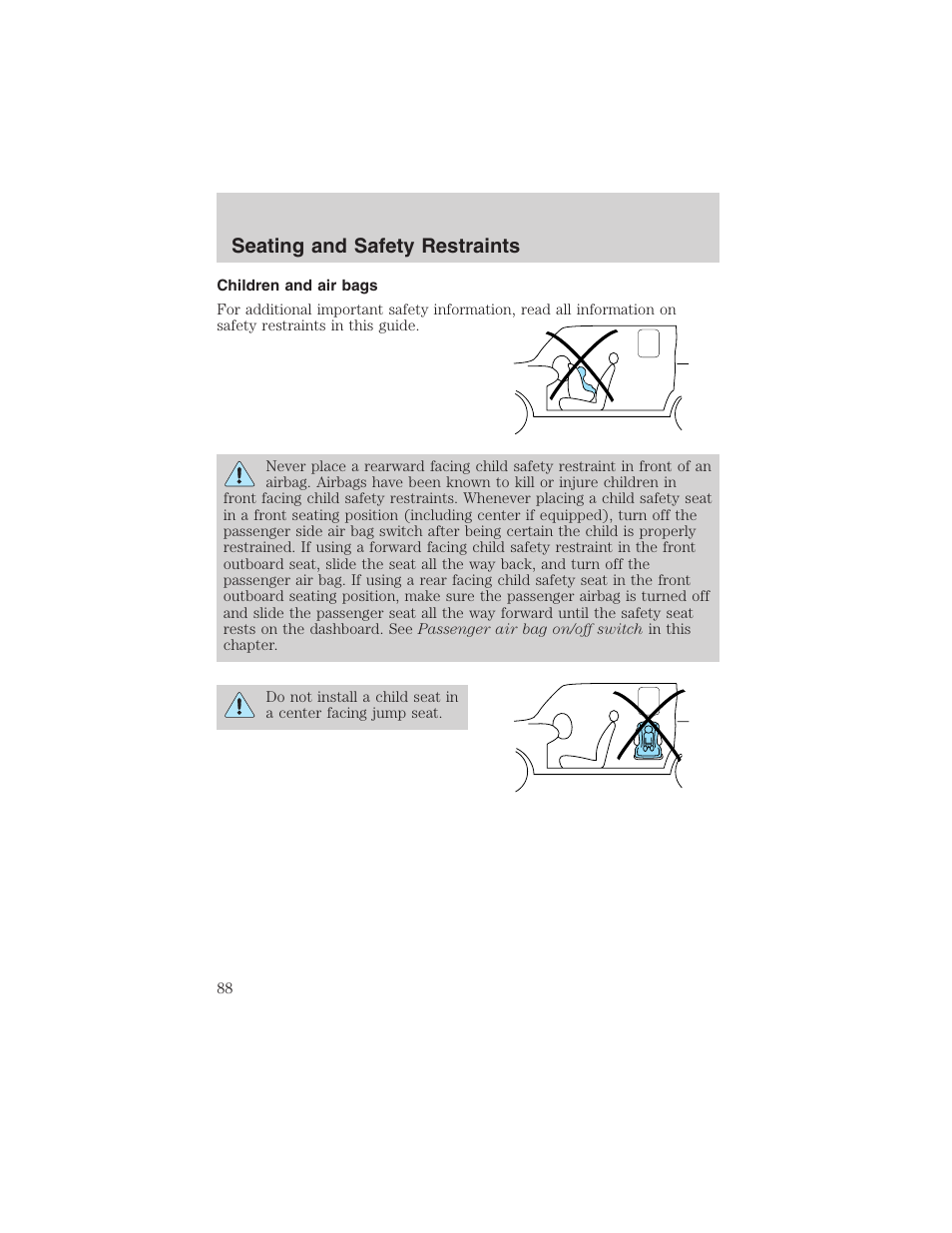 Seating and safety restraints | FORD 2003 Ranger User Manual | Page 88 / 256