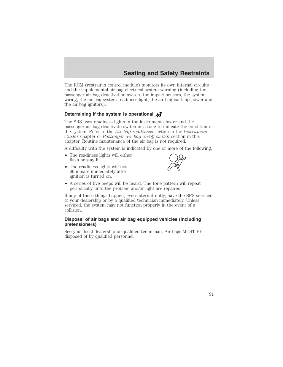 Seating and safety restraints | FORD 2003 Ranger User Manual | Page 91 / 256