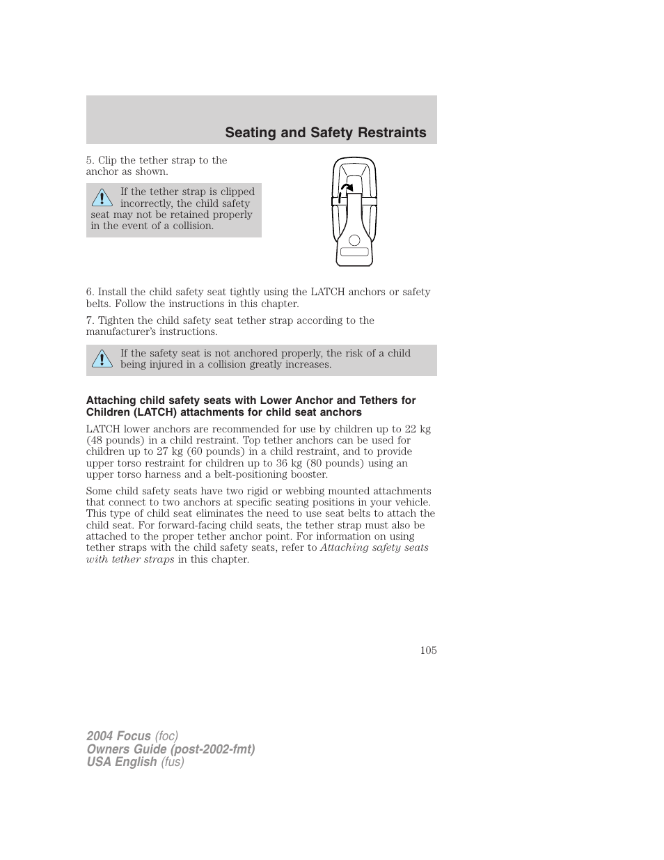 Seating and safety restraints | FORD Vehicle User Manual | Page 105 / 232