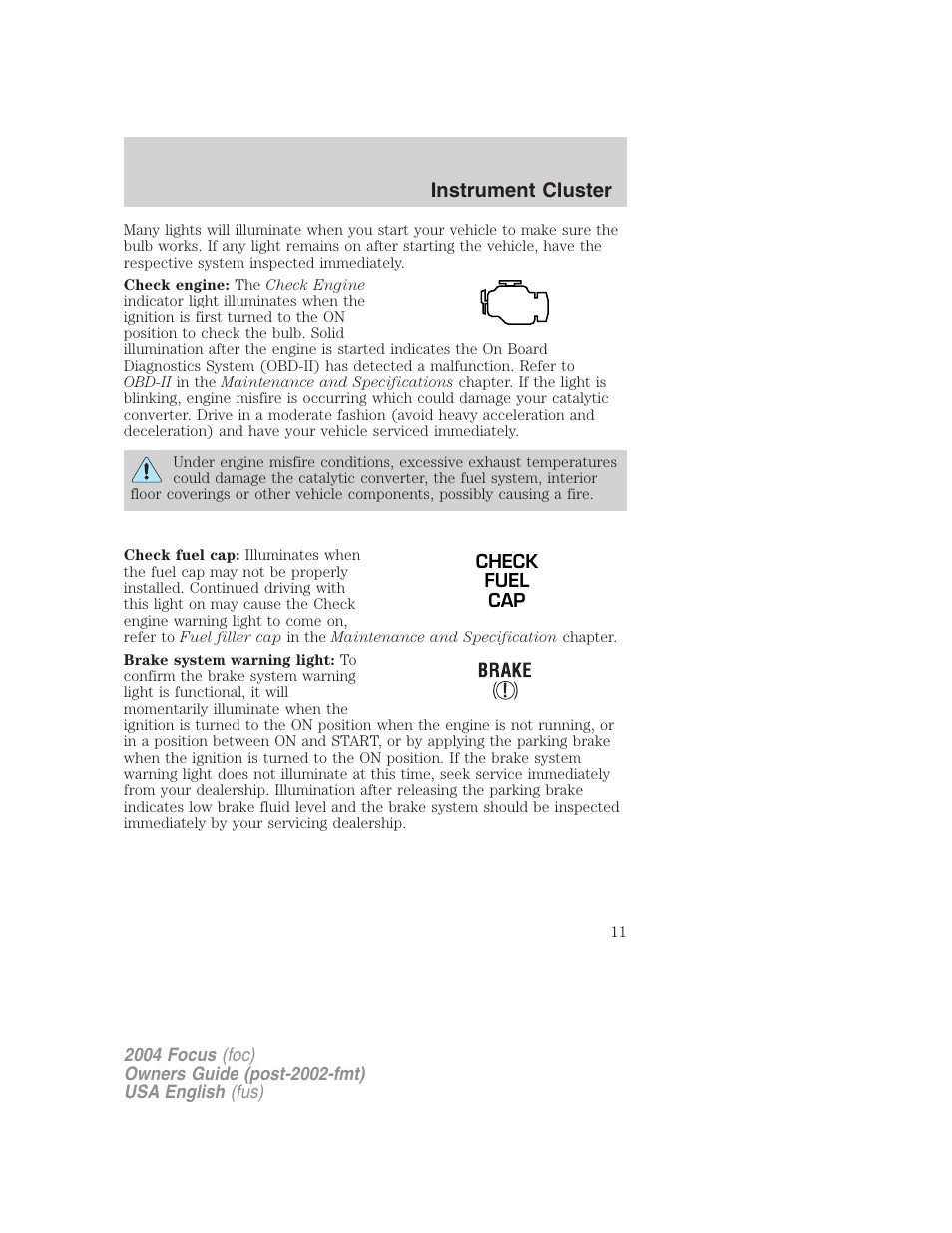 Instrument cluster | FORD Vehicle User Manual | Page 11 / 232