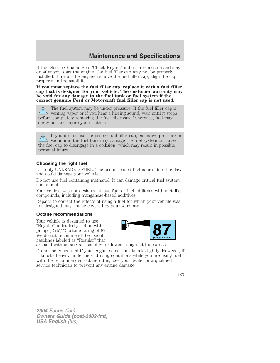 FORD Vehicle User Manual | Page 183 / 232