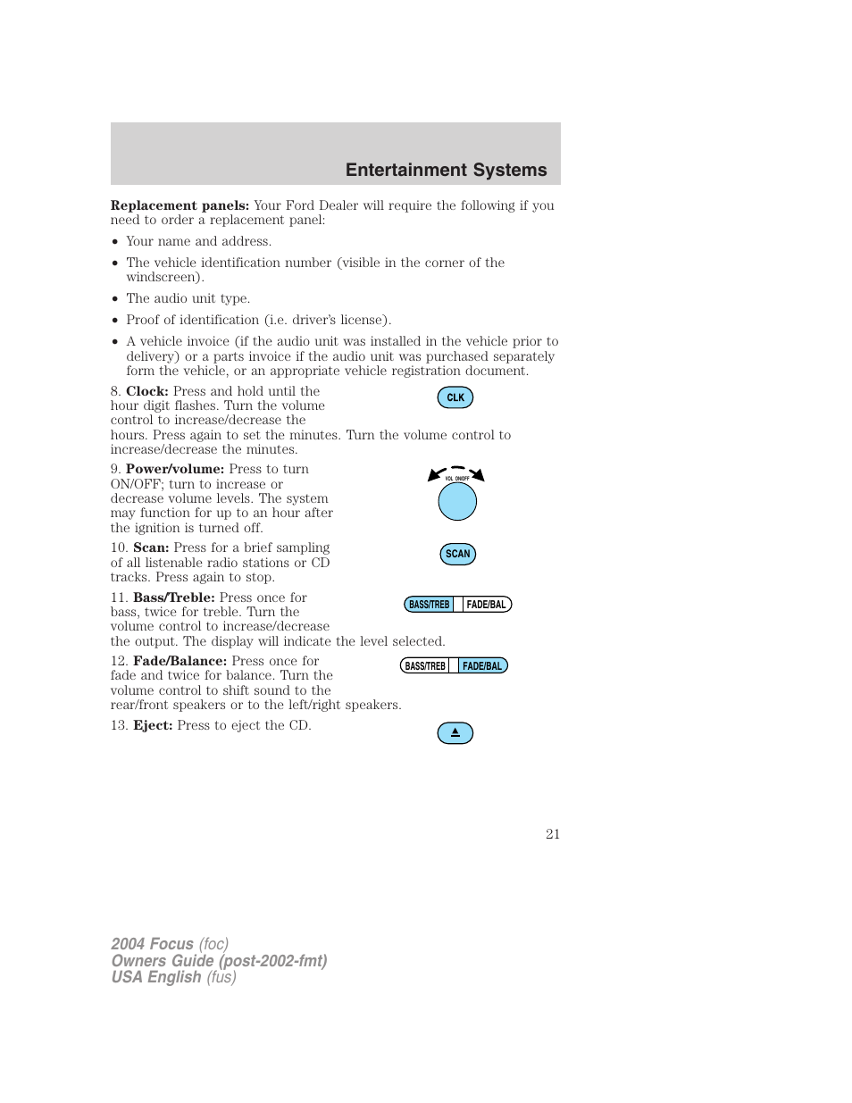 Entertainment systems | FORD Vehicle User Manual | Page 21 / 232