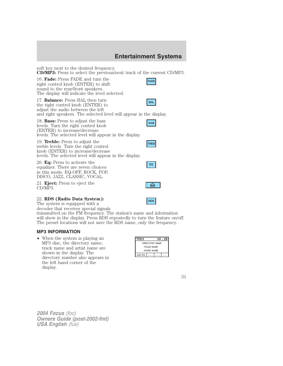 Entertainment systems | FORD Vehicle User Manual | Page 31 / 232