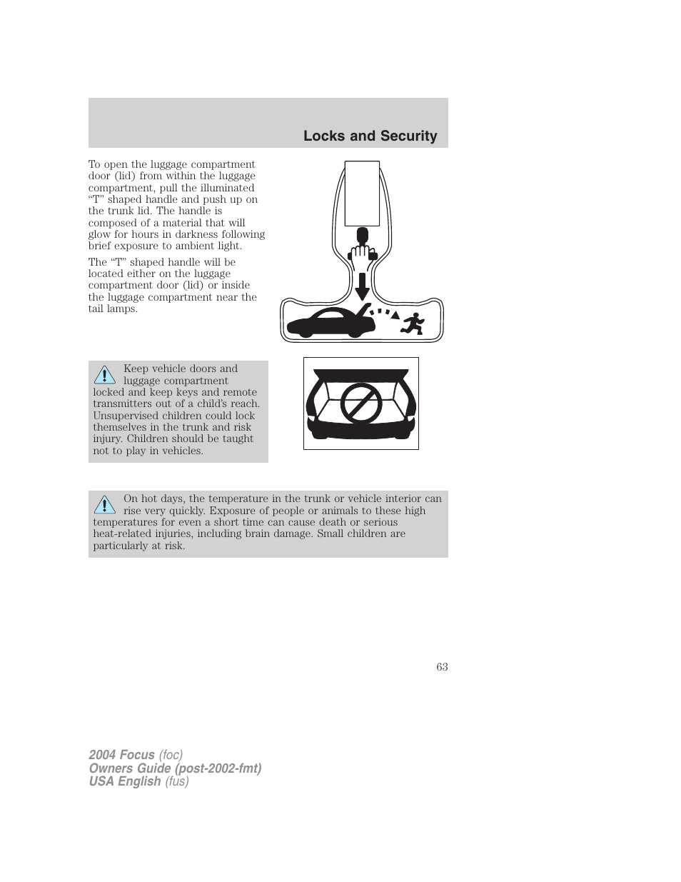 Locks and security | FORD Vehicle User Manual | Page 63 / 232