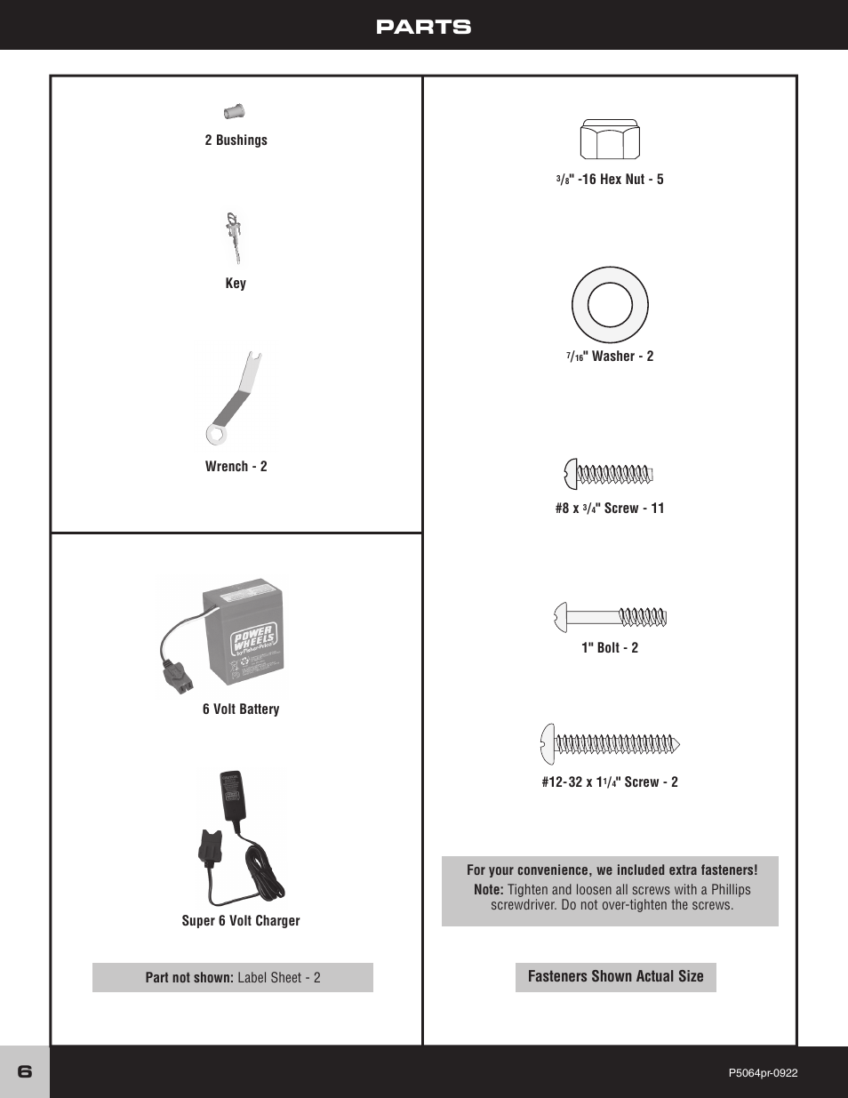 Parts | FORD P5064 User Manual | Page 6 / 28