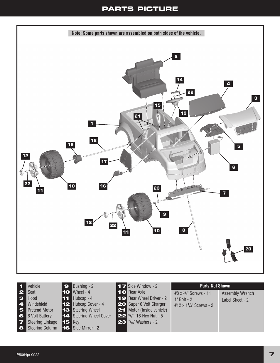 Parts picture | FORD P5064 User Manual | Page 7 / 28