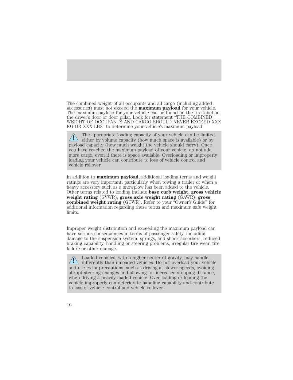 Loading your vehicle | FORD 2004 Ranger User Manual | Page 16 / 24