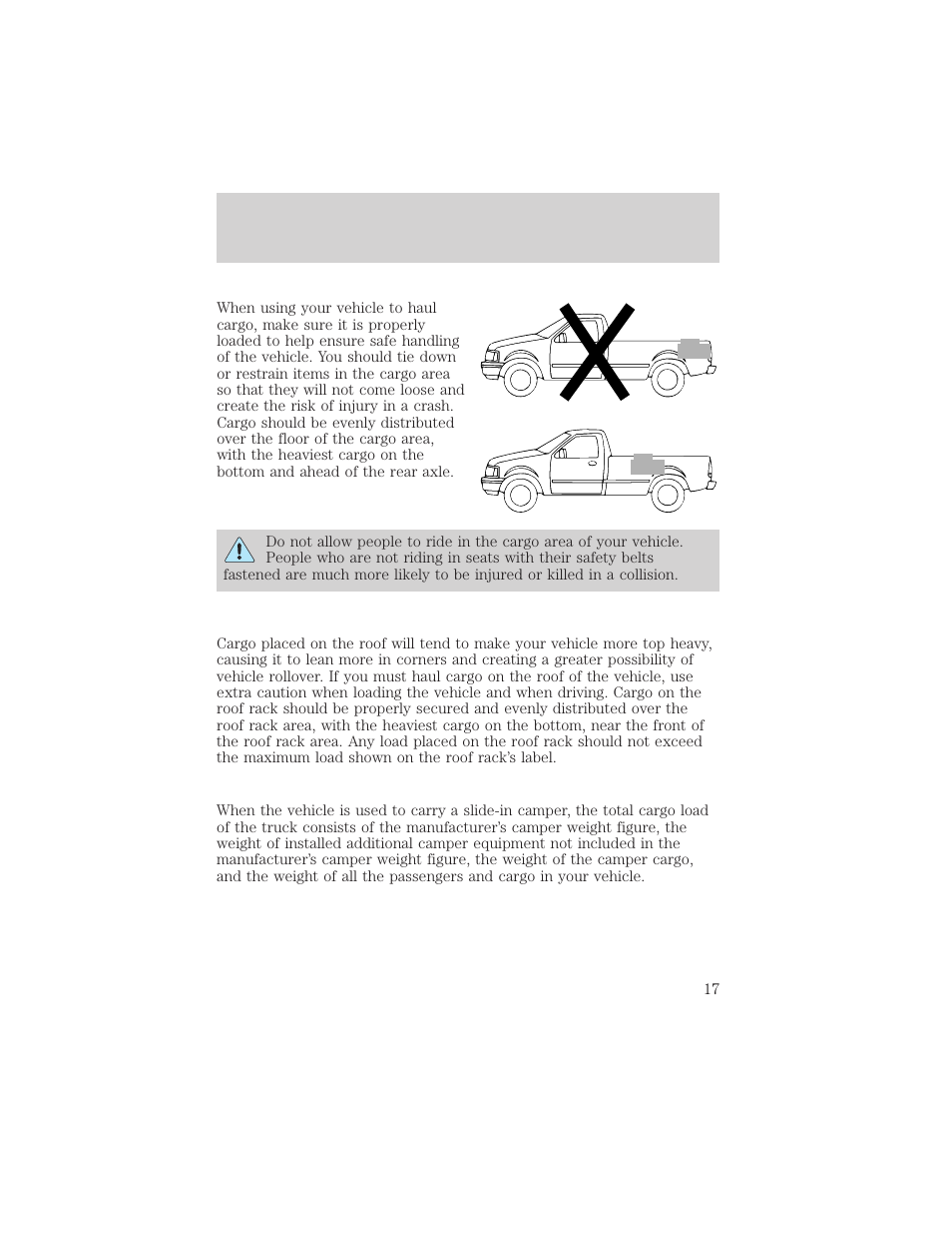 Loading your vehicle | FORD 2004 Ranger User Manual | Page 17 / 24