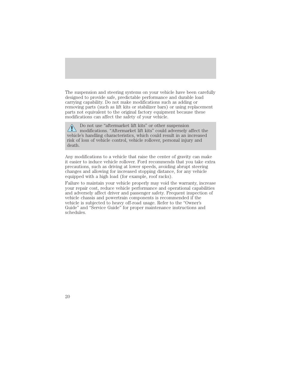 Maintenance and modifications | FORD 2004 Ranger User Manual | Page 20 / 24