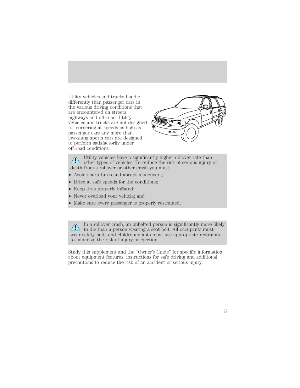 Notice to utility vehicle and truck owners | FORD 2004 Ranger User Manual | Page 3 / 24