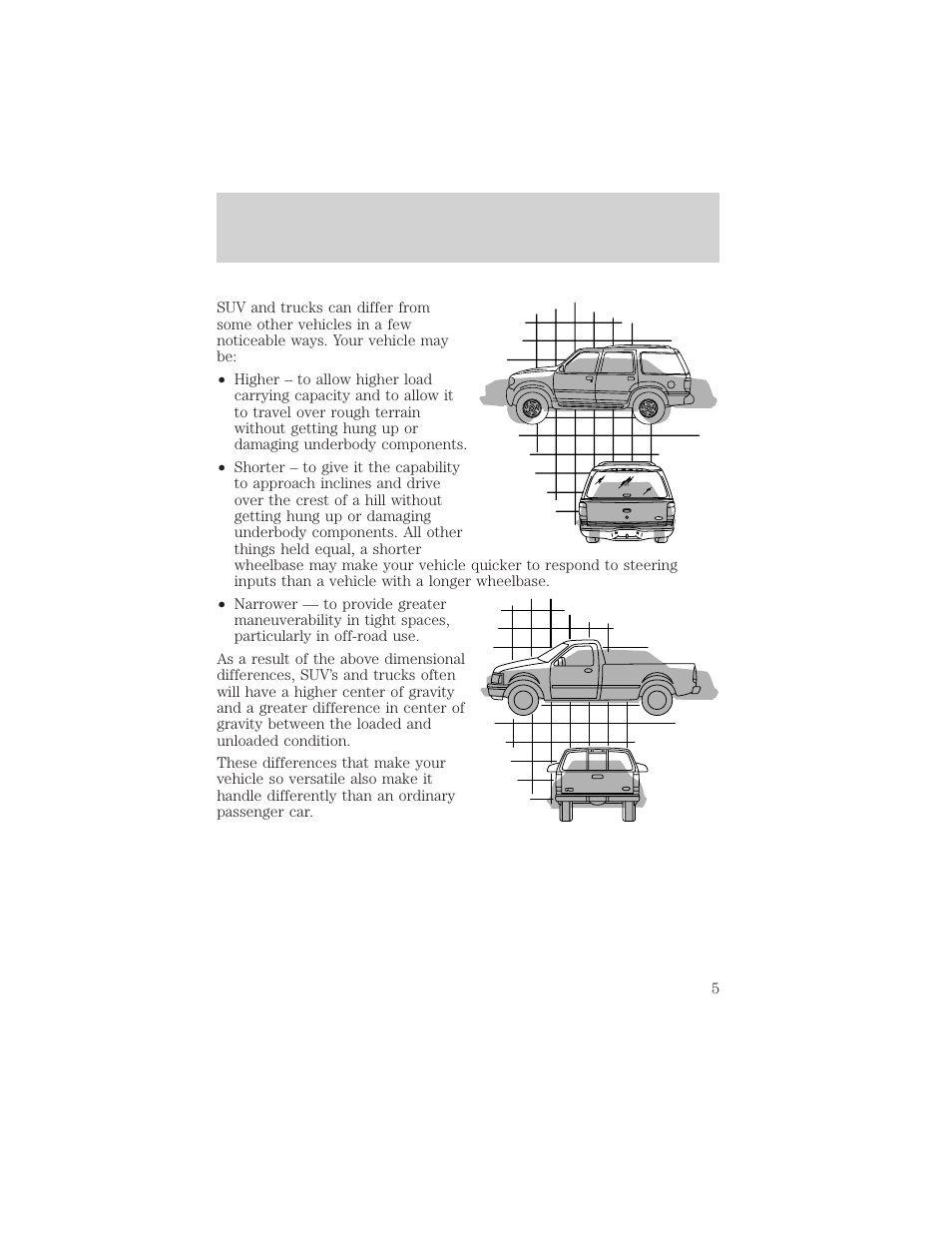 Vehicle characteristics | FORD 2004 Ranger User Manual | Page 5 / 24