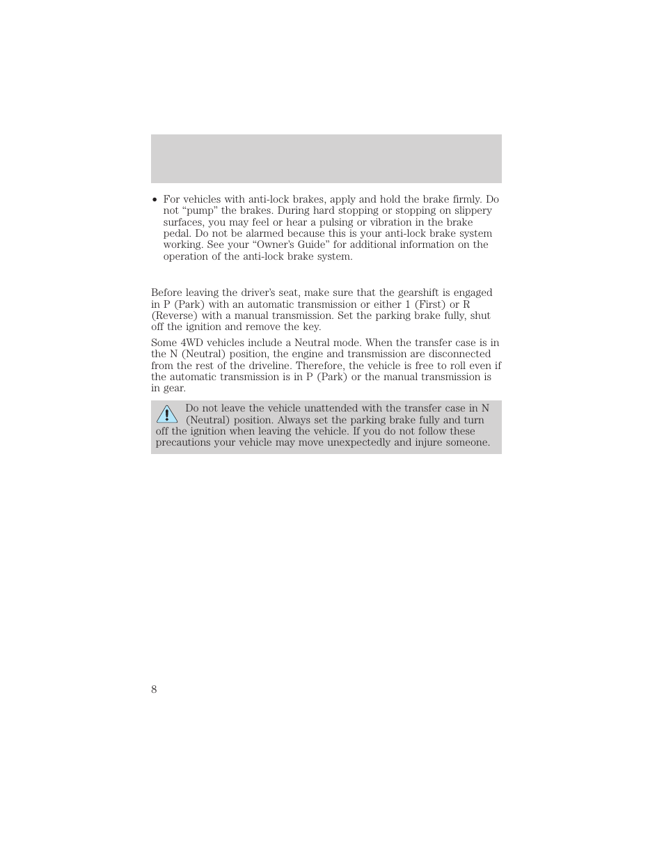 Driving on roadways | FORD 2004 Ranger User Manual | Page 8 / 24