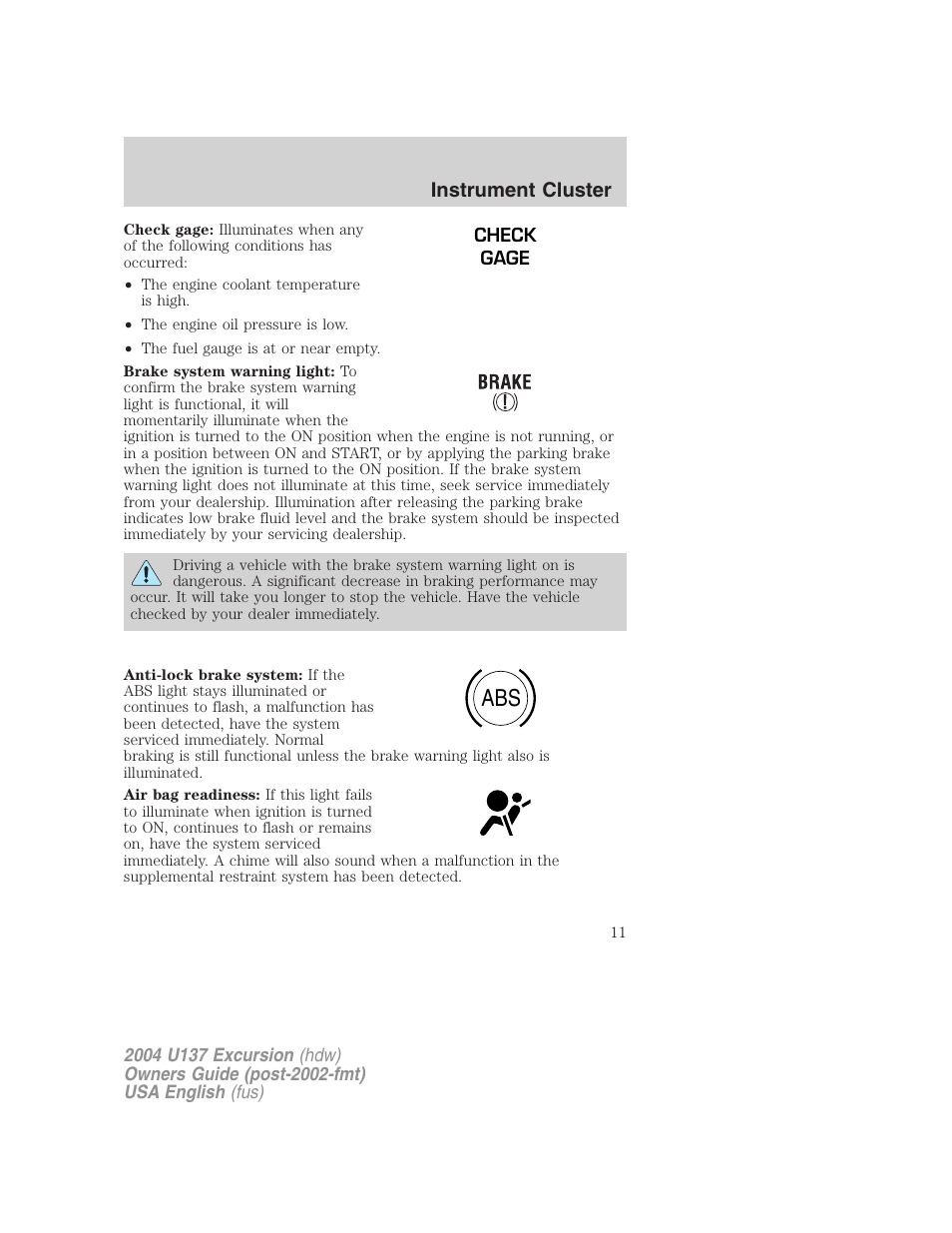 FORD 2004 Excursion User Manual | Page 11 / 264
