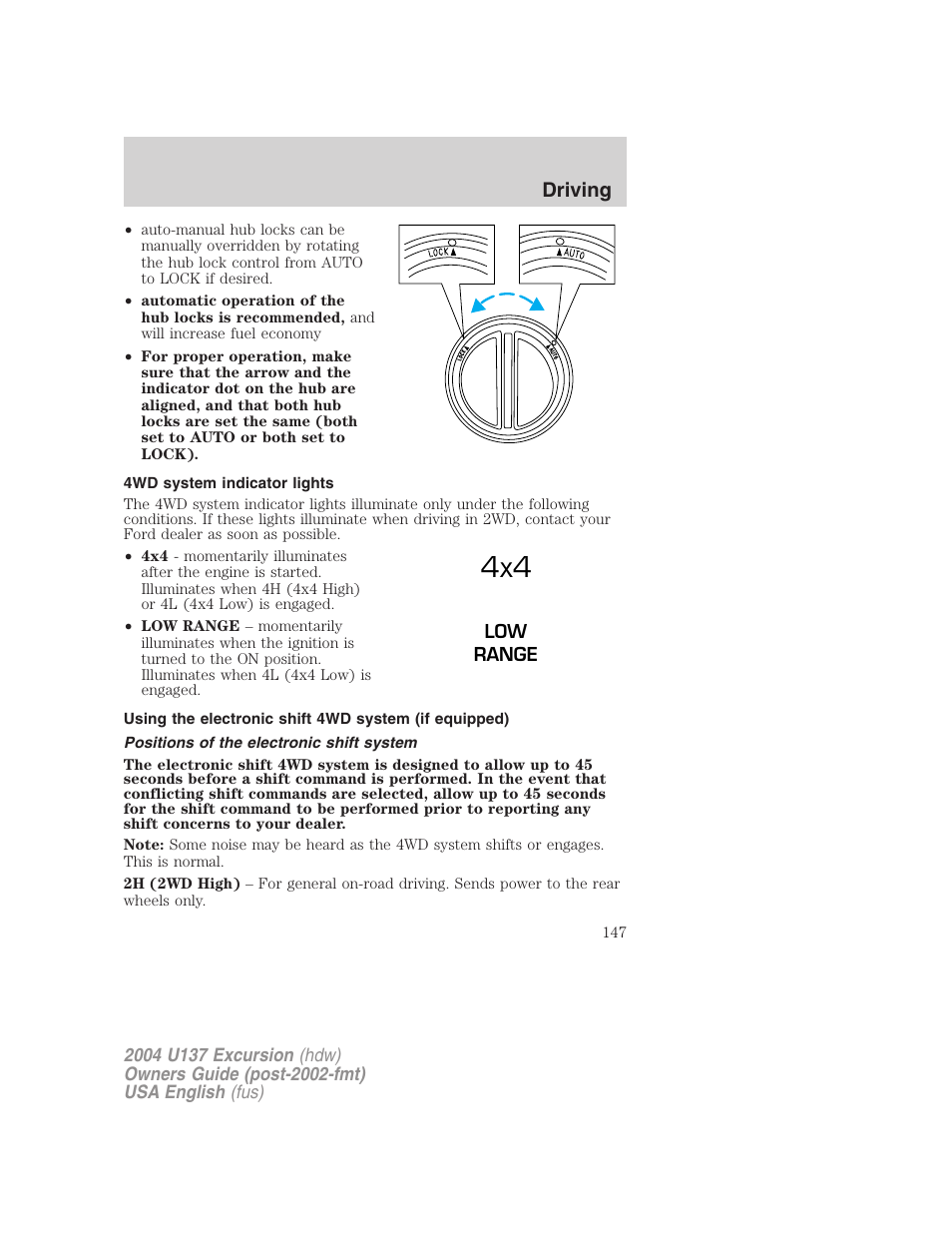 Driving | FORD 2004 Excursion User Manual | Page 147 / 264