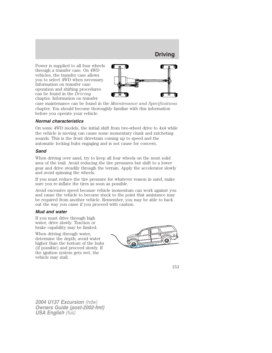 Driving | FORD 2004 Excursion User Manual | Page 153 / 264