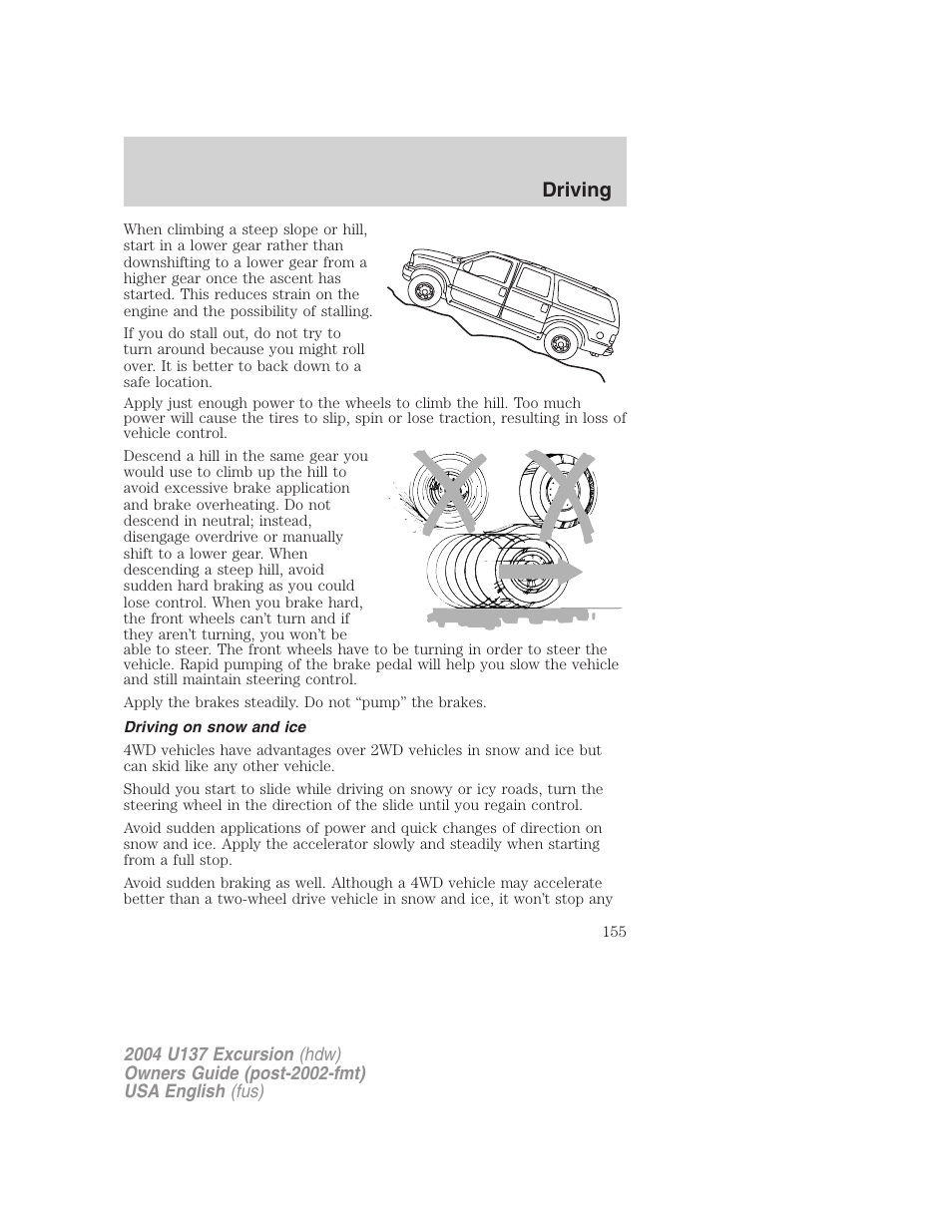 Driving | FORD 2004 Excursion User Manual | Page 155 / 264