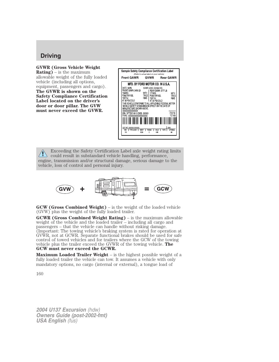 Driving | FORD 2004 Excursion User Manual | Page 160 / 264