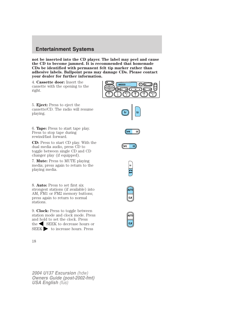 Entertainment systems | FORD 2004 Excursion User Manual | Page 18 / 264