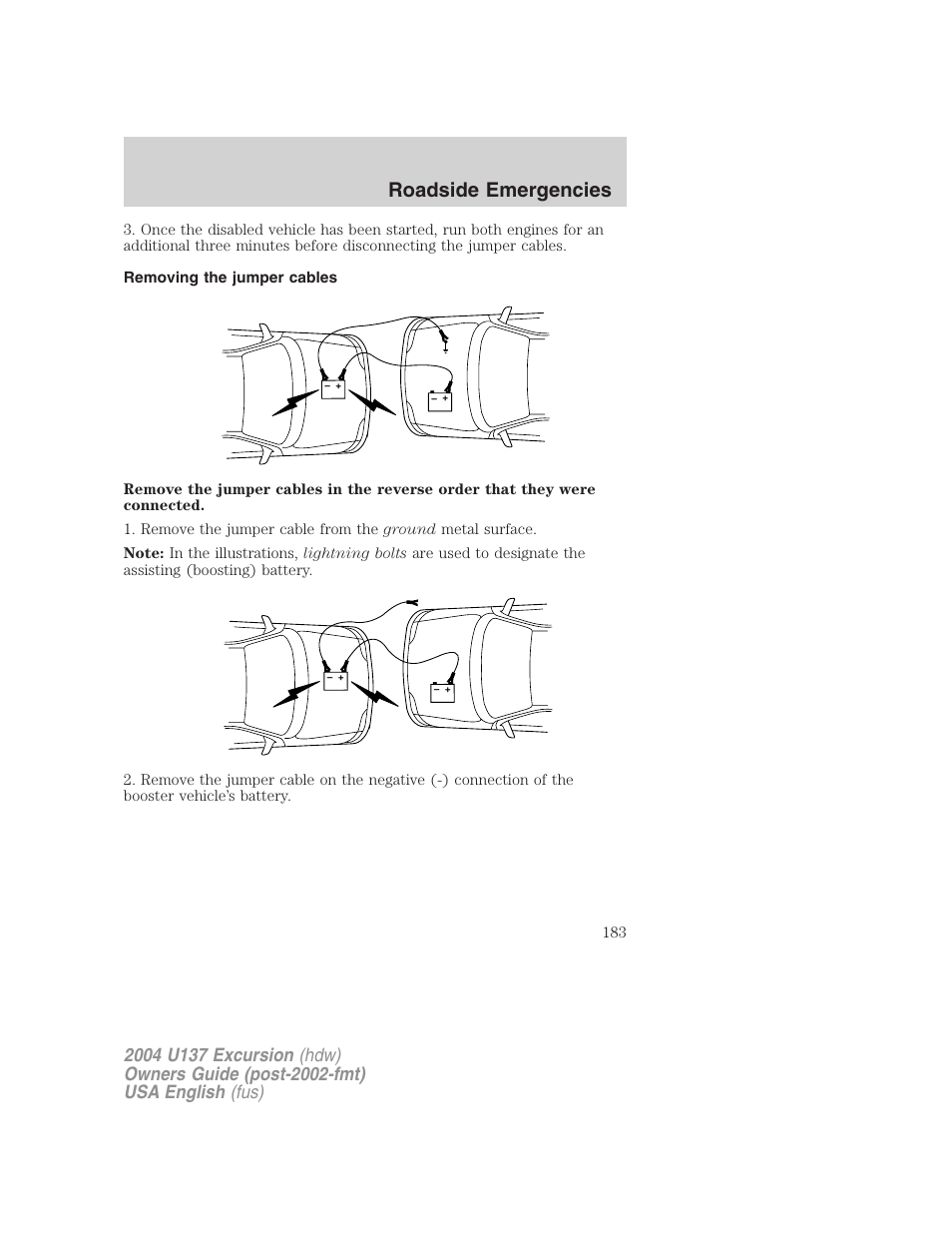 Roadside emergencies | FORD 2004 Excursion User Manual | Page 183 / 264