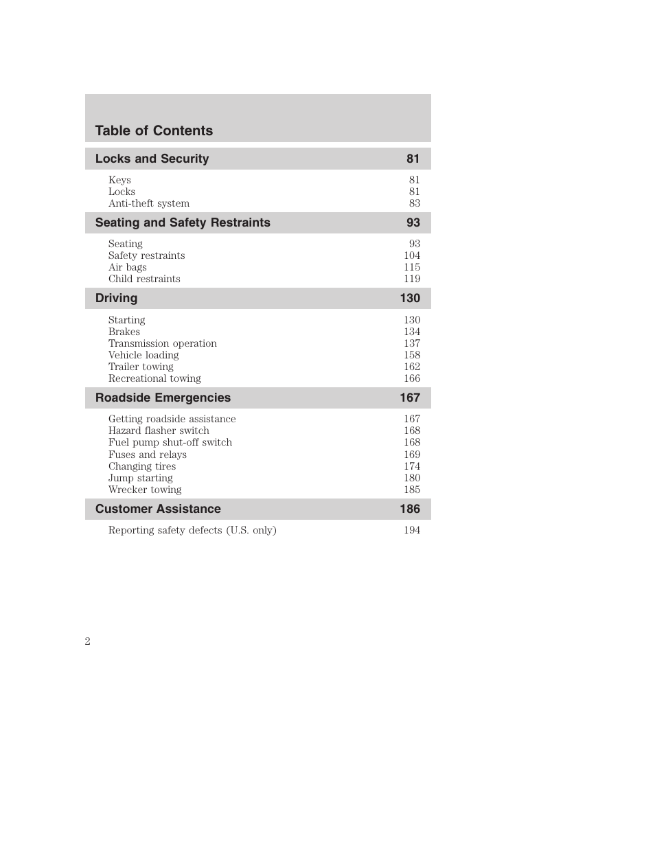 FORD 2004 Excursion User Manual | Page 2 / 264