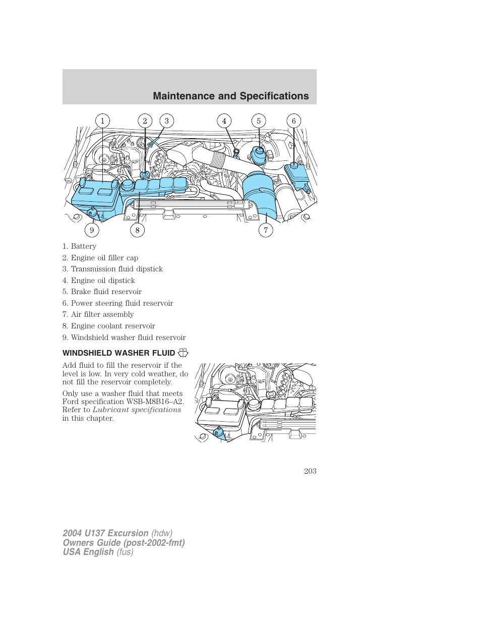 Maintenance and specifications | FORD 2004 Excursion User Manual | Page 203 / 264